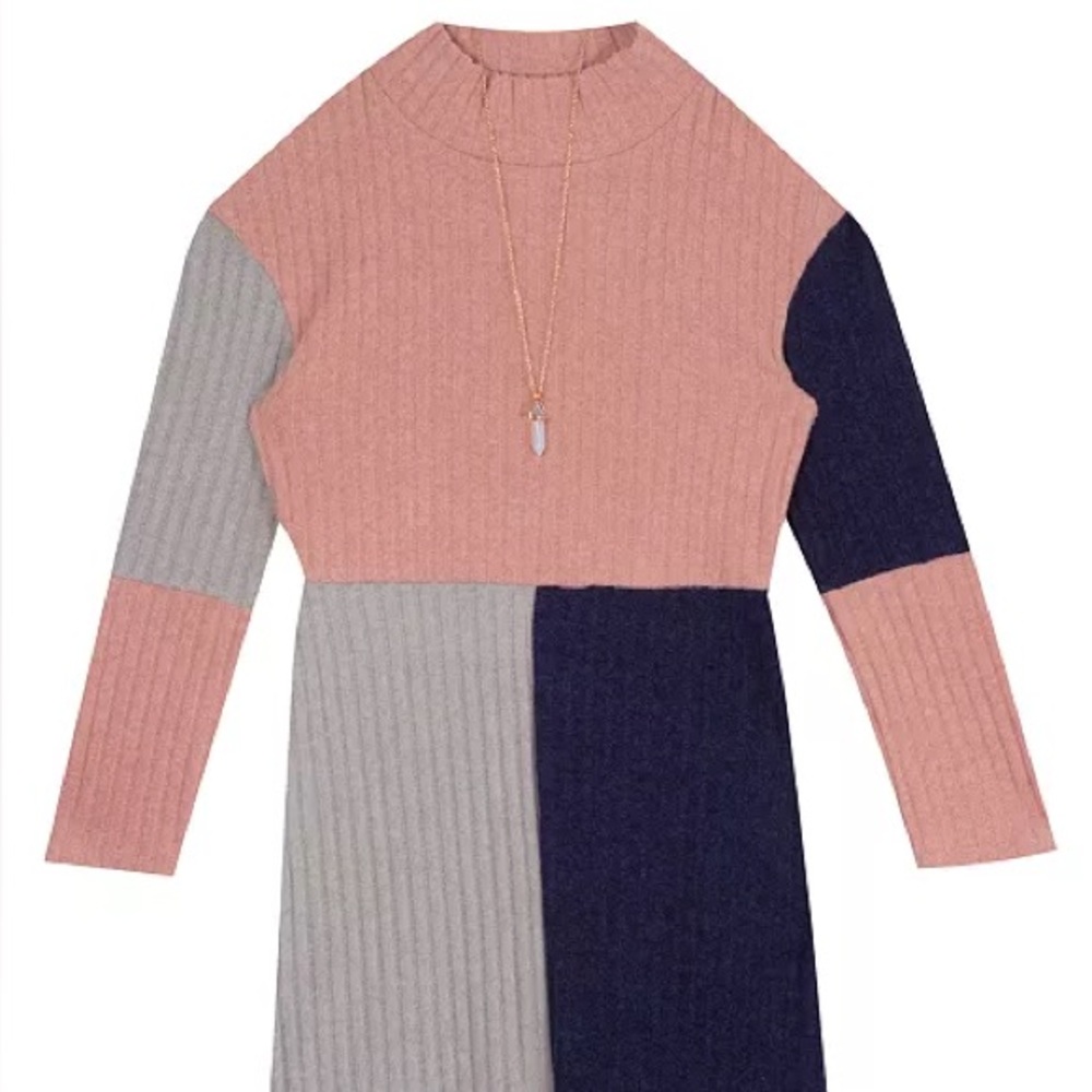 NWT colorblock, cozy, soft mock‎ turtleneck dress - size 14